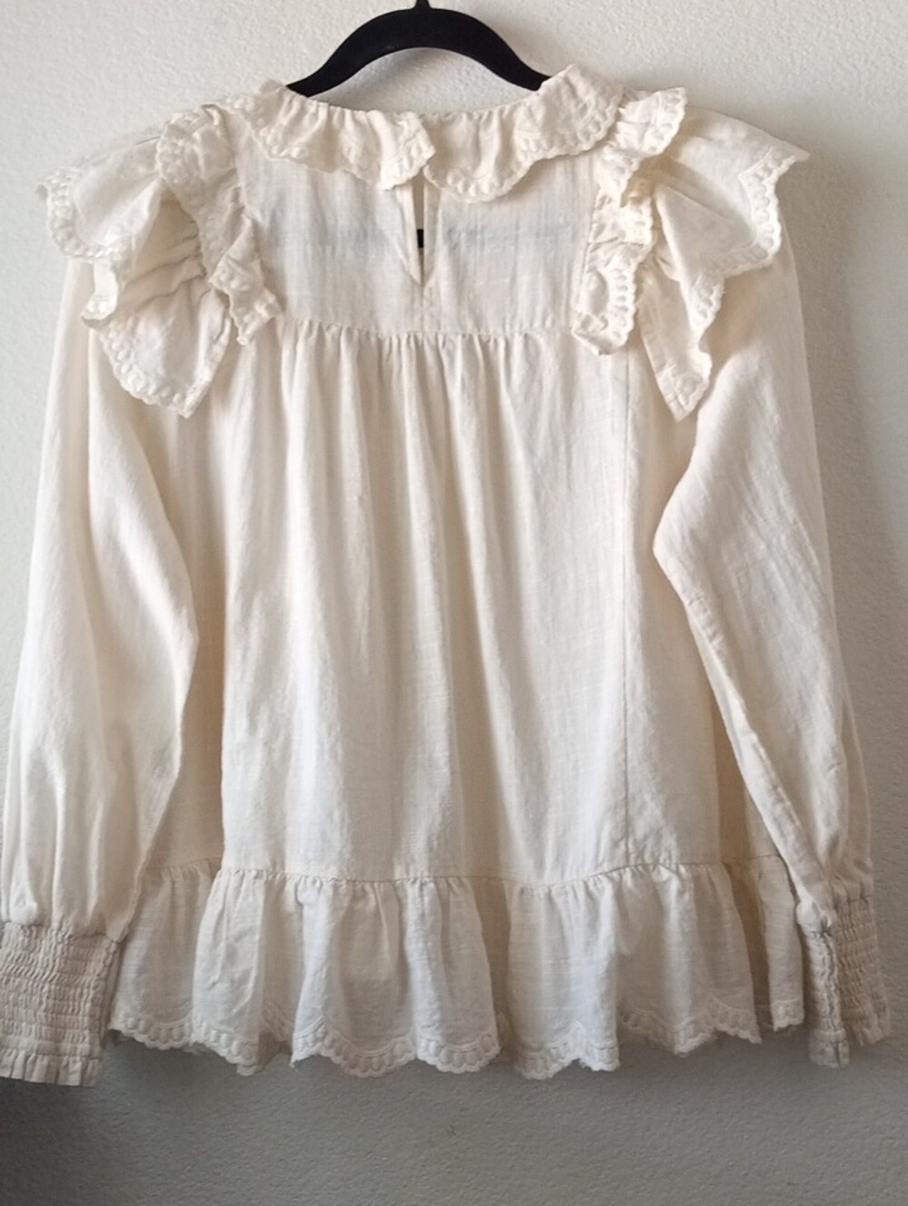 böhme Cream Ruffle-Trim Cotton Blouse - Picture 4 of 4
